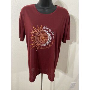 Unbranded Womens XL T-shirt Graphic Sun And Moon Short Sleeve